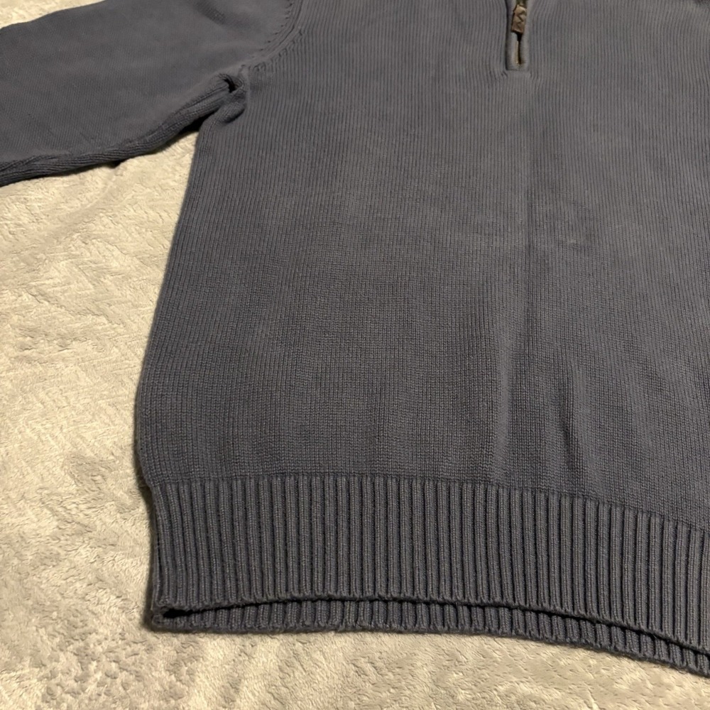 Eddie Bauer Sweater Men Medium Blue Turtleneck Quarter Zip Pull Over - Picture 4 of 16